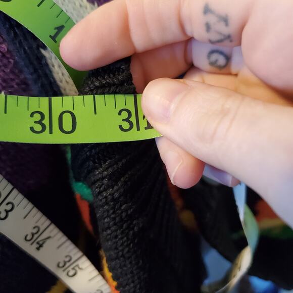 Vintage 80s Black Halloween Maximalist Embroidered Cardigan Sweater Kitschy - Picture 10 of 10